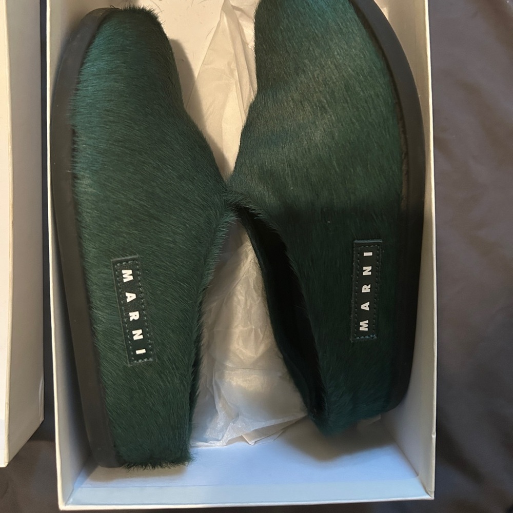 Marni kids Green Furry Slippers